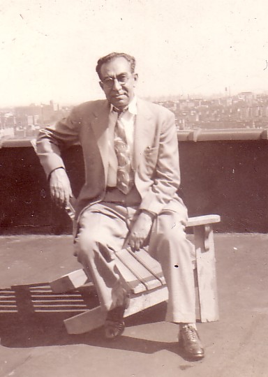 Sam, early 1940s, on the roof of the Lewis Morris.jpg